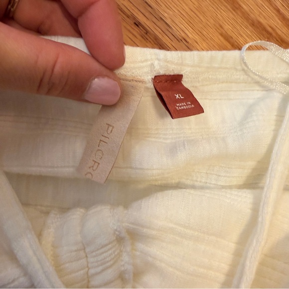 Anthropologie Pilcro Cream Ivory Ruched Strap Tube Top XL - Picture 4 of 12